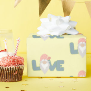 Papier Cadeau Amour mignon Valentines Jour Gnome Rose Jaune S