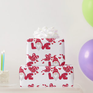 Papier Cadeau Amour mignon Valentines Jour Gnome Rouge Blanc Env