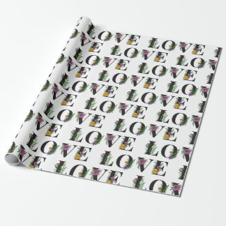Papier Cadeau Amour moderne Couleurs vives Floral