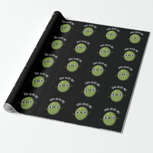 Papier Cadeau Amour Olive Me Amusant Nourriture Pun Dark BG