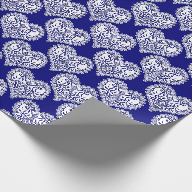 Papier Cadeau Amour sans couture Valentines Jour marine blanche  (Coin)