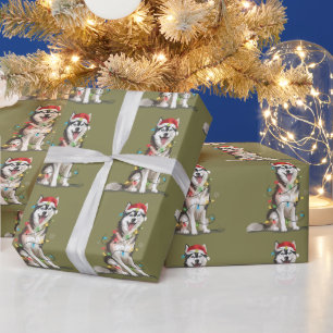 Papier Cadeau Amoureux de Husky Noël Sibérien Xmas Maman Chien