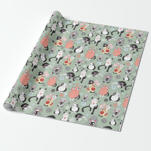 Papier Cadeau Amoureux de les chats Kitty Cats enveloppant du pa