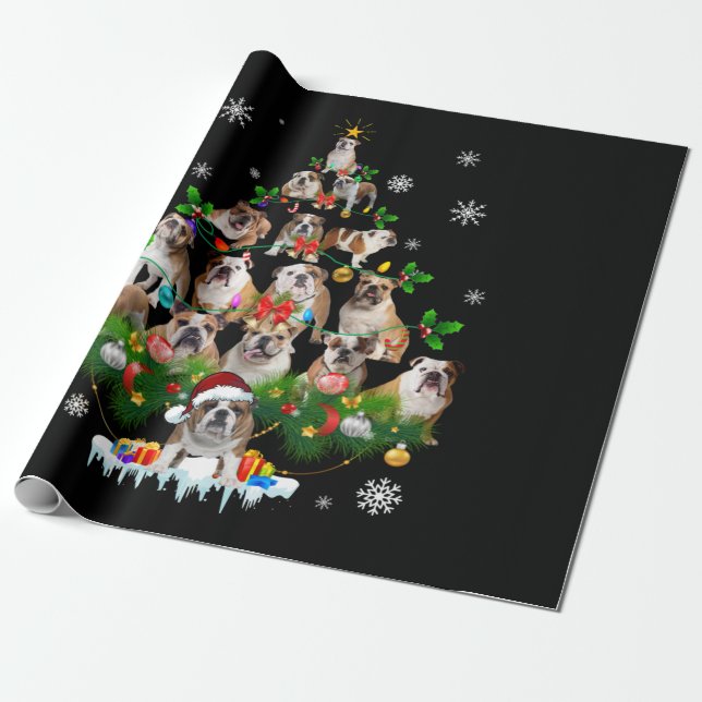 Papier Cadeau Amoureux de les chiens| Ornements d'arbre de Noël  (Déroulé)