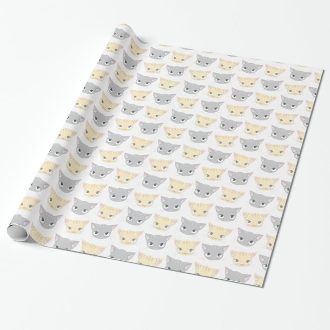 Papier Cadeau Amoureux des chats Motif de visage Cute Kitten (Déroulé)