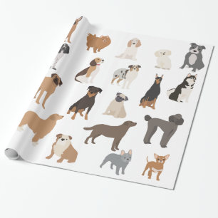 Papier Cadeau Amoureux des chiens amusant reproduit Motif Imprim