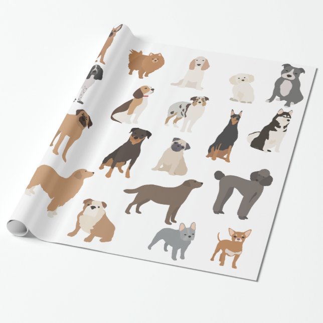 Papier Cadeau Amoureux des chiens amusant reproduit Motif Imprim (Déroulé)