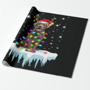 Papier Cadeau Amoureux des chiens   Lumière de Noël du Labrador 