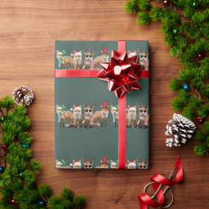 Papier Cadeau Amoureux du renard de Noël Famille Animal Fêtes de