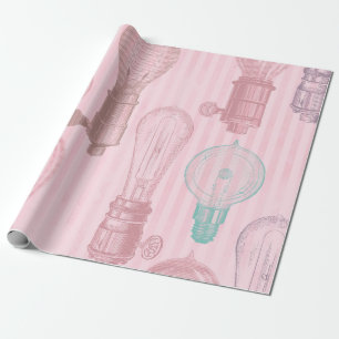 Papier Cadeau Amoureux rétro amoureux des ampoules roses Vintag