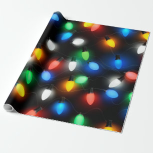 Papier Cadeau Ampoules lumineuses à cordes de Noël  Lumineuses e