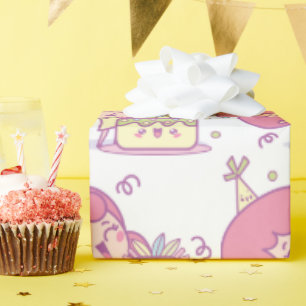 Papier Cadeau Amusant Anniversaire Cadeau Wrap Gâteau et Casquet