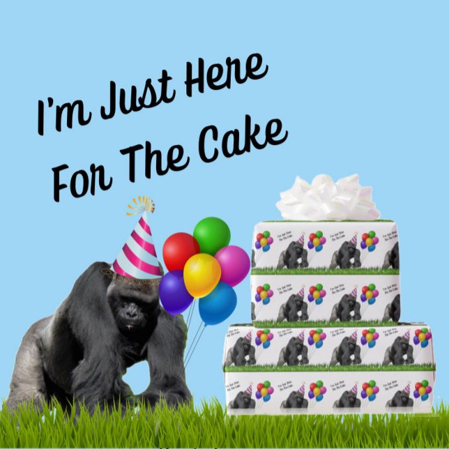 Papier Cadeau Amusant Anniversaire Gorilla - Enveloppement Papie (here for the cake in blue)