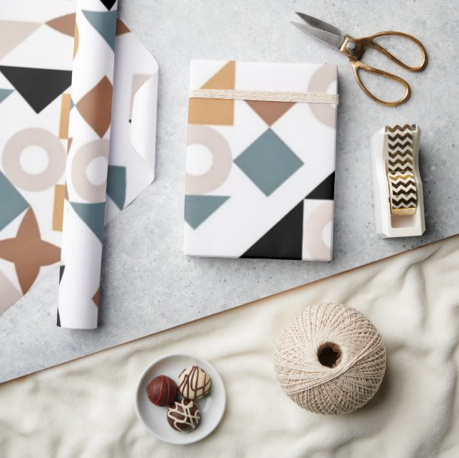 Papier Cadeau Amusant Bauhaus géométrique XOXO tendance (Artisanat)