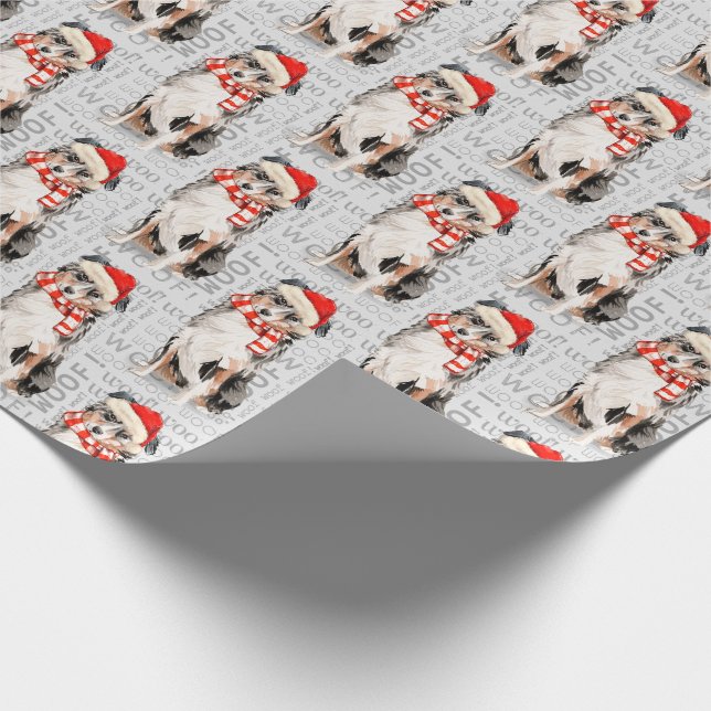 Papier Cadeau Amusant chien australien berger Noël (Coin)