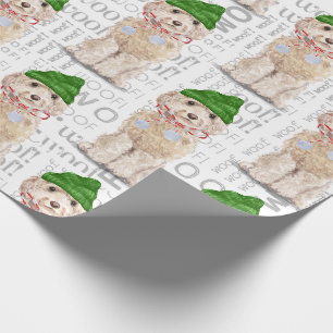 Papier Cadeau Amusant chien de Noël Champagne Cockapoo