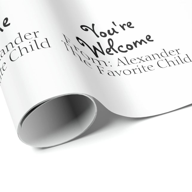 Papier Cadeau Amusant enfant favori, vous êtes le bienvenu en bl (Coin rond)