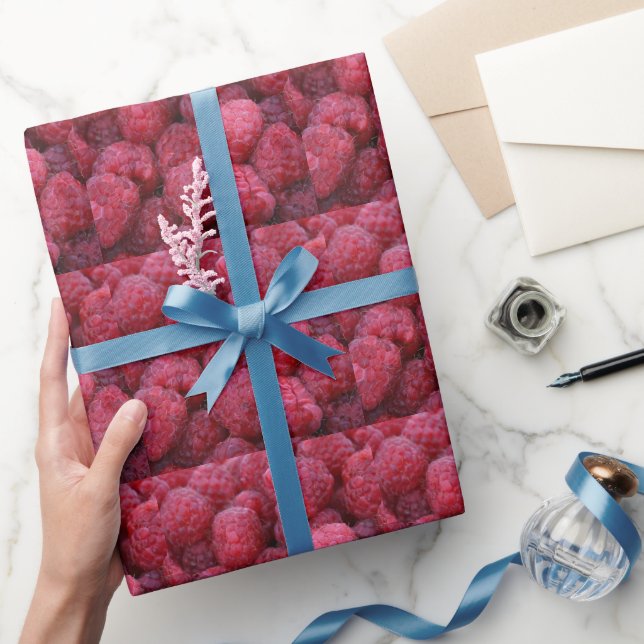 Papier Cadeau Amusant, Framboises rouges, sur mesure (Cadeaux)
