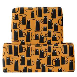 Papier Cadeau Amusant Halloween Chat noir Orange