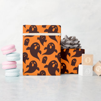 Papier Cadeau Amusant Halloween Motif Ghost Black Orange Éffraya