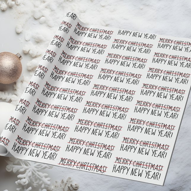 Papier Cadeau Amusant Moderne Fin Joyeux Noël Bonne année (Créateur téléchargé)