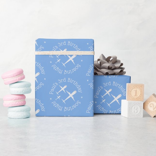 Papier Cadeau Amusant Personnalisé Avion d'anniversaire pour enf (Baby Shower)