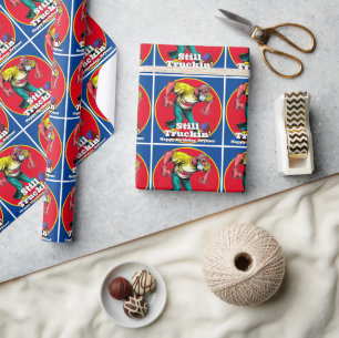 Papier Cadeau Amusant Rétro Vieux Homme Encore Truckin'