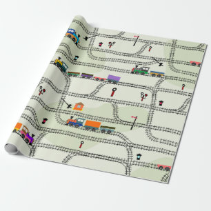 Papier Cadeau Amusants enfants chemin de fer motif sans couture 