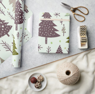 Papier Cadeau Amusants Festif Plum vert sapin de Noël Motif