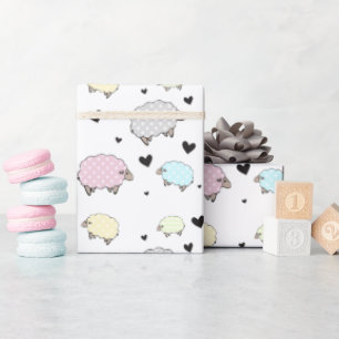 Papier Cadeau Amusants Petits moutons & Coeurs Motif