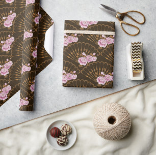 Papier Cadeau Amusement de style japonais et roses