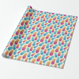 Papier Cadeau Ananas coloré Arrière - plan jaune clair