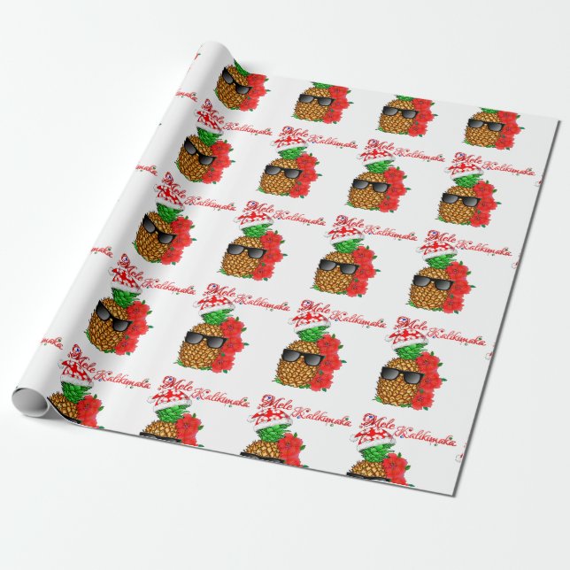Papier Cadeau Ananas de Noël de Mele Kalikimaka (Déroulé)