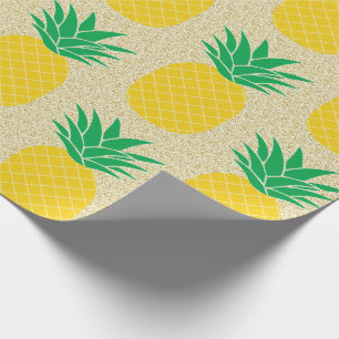 Papier Cadeau Ananas de parties scintillantes d'or