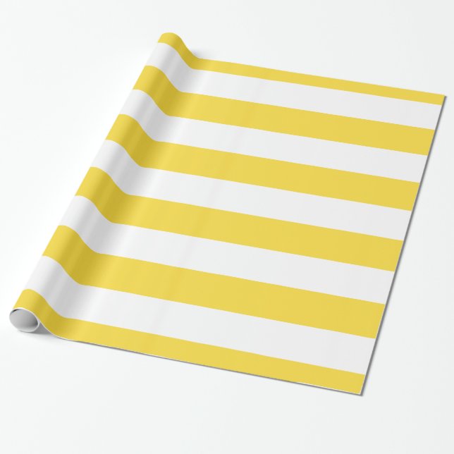 Papier Cadeau Ananas Jaune, Blanc XL Stripes Motif (Déroulé)