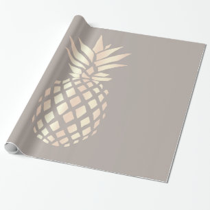 Papier Cadeau Ananas rose et gris d'or d'en cuivre assez élégant