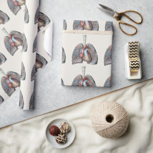 Papier Cadeau Anatomie humaine vintage Poumons Coeur Organes San