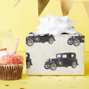 Papier Cadeau Ancien papier d'emballage de voiture noire