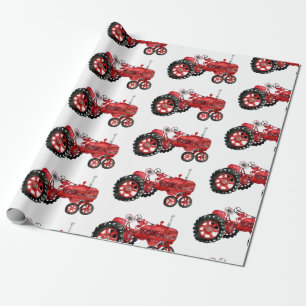 Papier Cadeau Ancien tracteur rouge