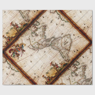 Papier Cadeau Ancienne carte du continent américain