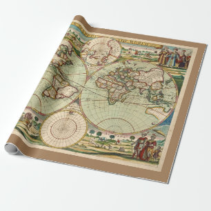 Papier Cadeau Ancienne carte générale Vintage du monde