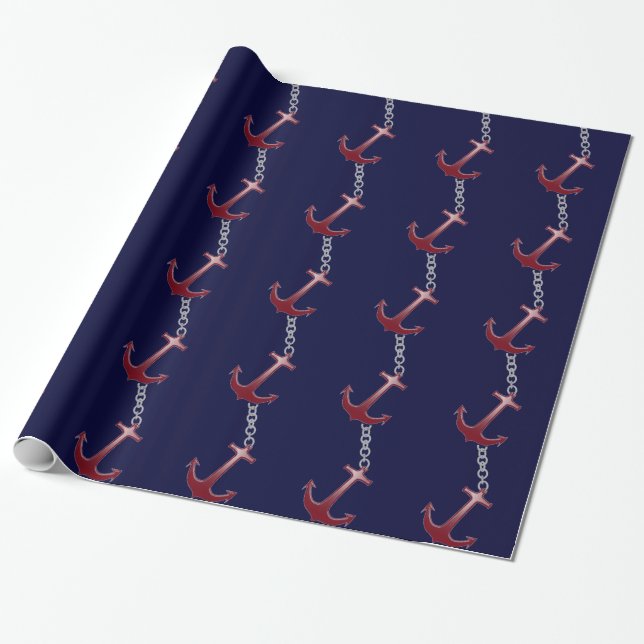 Papier Cadeau Ancre rouge (Déroulé)