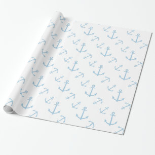 Papier Cadeau Ancres bleues et blanches