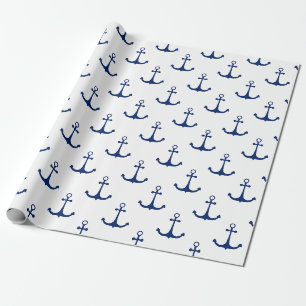 Papier Cadeau Ancres bleues sur le thème nautique Arrière - plan