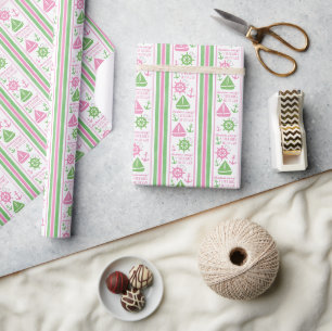 Papier Cadeau Ancres Éloignées Fille Baby shower nautique