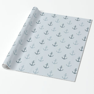 Papier Cadeau Ancres Parties scintillant bleue