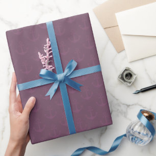 Papier Cadeau Ancres Tonales sur Magenta Gris Foncé