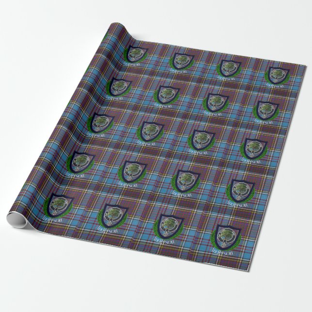Papier Cadeau Anderson Scottish Clan Tartan et Crest (Déroulé)