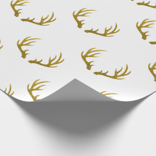 Papier Cadeau Andouillers rustiques élégants et de Faux d'or de