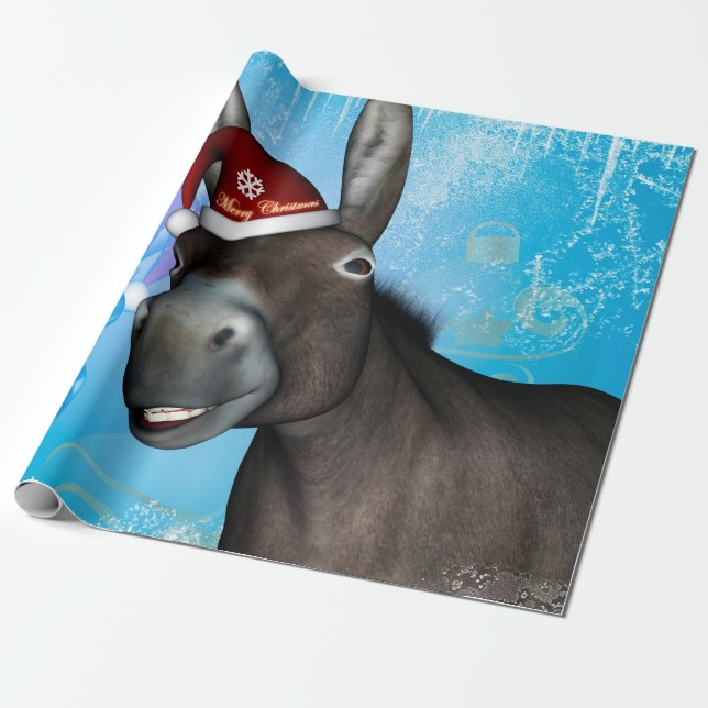 Papier Cadeau Âne drôle de Noël (Déroulé)
